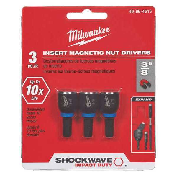 Milwaukee 49-66-4515 Shockwave 3/8 in. Insert Nutdriver 3 Pack, New