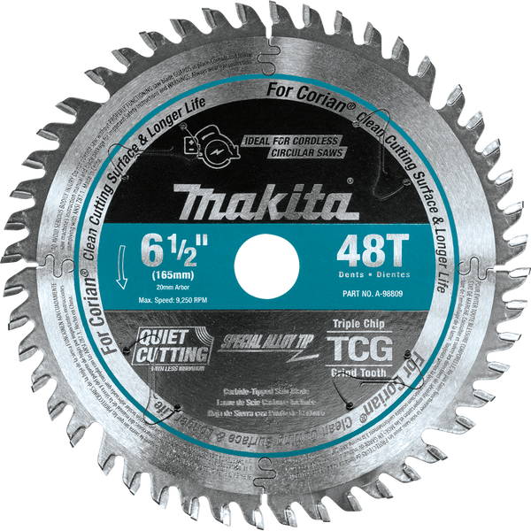 Makita A-98809 6‑1/2 in. 48T Carbide‑Tipped Cordless Plunge Saw Blade, New