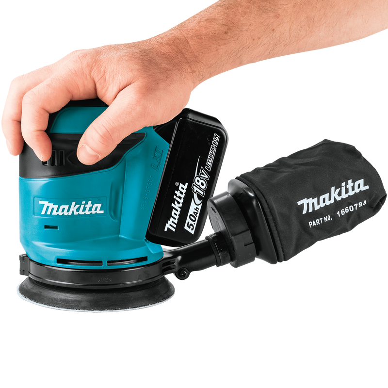 Makita XOB01T-R 18V LXT Lithium‑Ion Cordless 5 in. Random Orbit Sander Kit 5.0Ah, Reconditioned