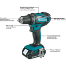 Makita XFD10SY-R 18V LXT Lithium‑Ion Compact Cordless 1/2 in. Driver‑Drill Kit, 1.5Ah, Reconditioned