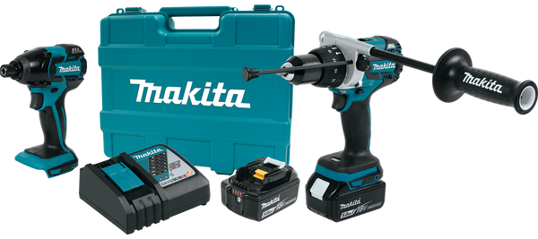 Makita XT257TB 18V LXT Lithium-Ion Brushless Impact Driver and Hammer Driver Drill Combo Kit, (5.0Ah), (New) - ToolSteal.com