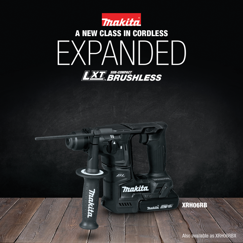 Makita XRH06RBX-R 18V LXT® Li‑Ion Sub‑Compact Brushless Cordless 11/16" SDS+ Rotary Hammer Ki with, 65 Pc. Accessory Set (2.0 Ah) (Reconditioned) - ToolSteal.com
