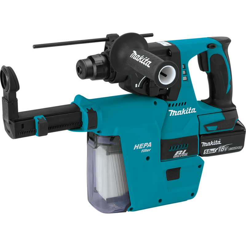 Makita XRH011TX-R 18V LXT Lithium‑Ion Brushless Cordless 1 in. Rotary Hammer Kit, accepts SDS‑PLUS bits, w/ HEPA Dust Extractor, 5.0Ah (Reconditioned)