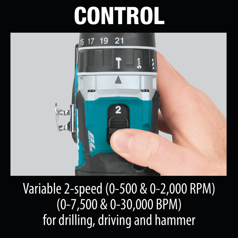 Makita XPH12T-R 18V LXT Lithium‑Ion Compact Brushless Cordless 1/2 in. Hammer Driver‑Drill Kit 5.0Ah, Reconditioned