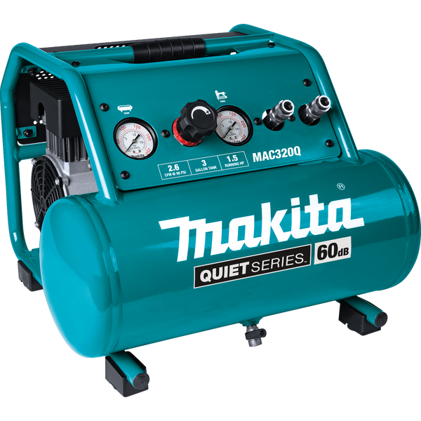 Makita MAC320Q-R Quiet Series 1‑1/2 HP, 3 Gallon, Oil‑Free, Electric Air Compressor, Reconditioned