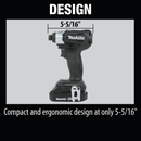 Makita XDT15R1B-R 18V LXT Li‑Ion Sub‑Compact Brushless Cordless Impact Driver Kit 2.0Ah, Reconditioned