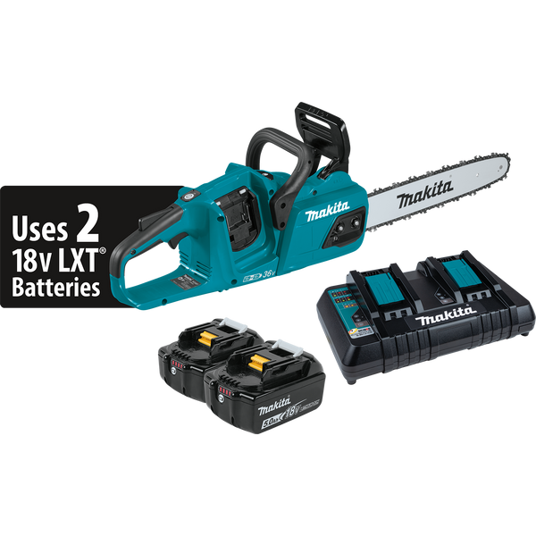 Makita XCU07PT 36V 18V X2 LXT Brushless 14 in. Chain Saw Kit 5.0Ah, New