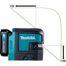 Makita SK106GDNAX 12V max CXT Lithium‑Ion Cordless Self‑Leveling Cross‑Line/4‑Point Green Beam Laser Kit 2.0Ah, New
