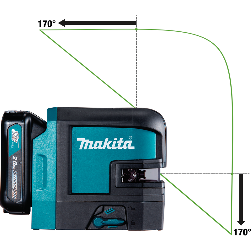 Makita SK106GDNAX-R 12V max CXT Lithium‑Ion Cordless Self‑Leveling Cross‑Line/4‑Point Green Beam Laser Kit 2.0Ah, Reconditioned