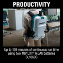 Makita XCV17PG-R 36V 18V X2 LXT Brushless 1.6 Gallon HEPA Filter Backpack Dry Vacuum 6.0Ah, Reconditioned