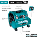 Makita MAC100Q-R Quiet Series 1/2 HP, 1 Gallon Compact, Oil‑Free, Electric Air Compressor, Reconditioned