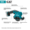 Makita SH02Z-R 12V Max CXT Lithium‑Ion Cordless 3‑3/8 in. Circular Saw, Tool Only, Reconditioned