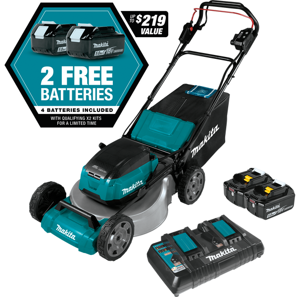 Makita XML06PT1 Self‑Propelled Commercial Lawn Mower Kit with 4 Batteries (5.0Ah) (New) - ToolSteal.com