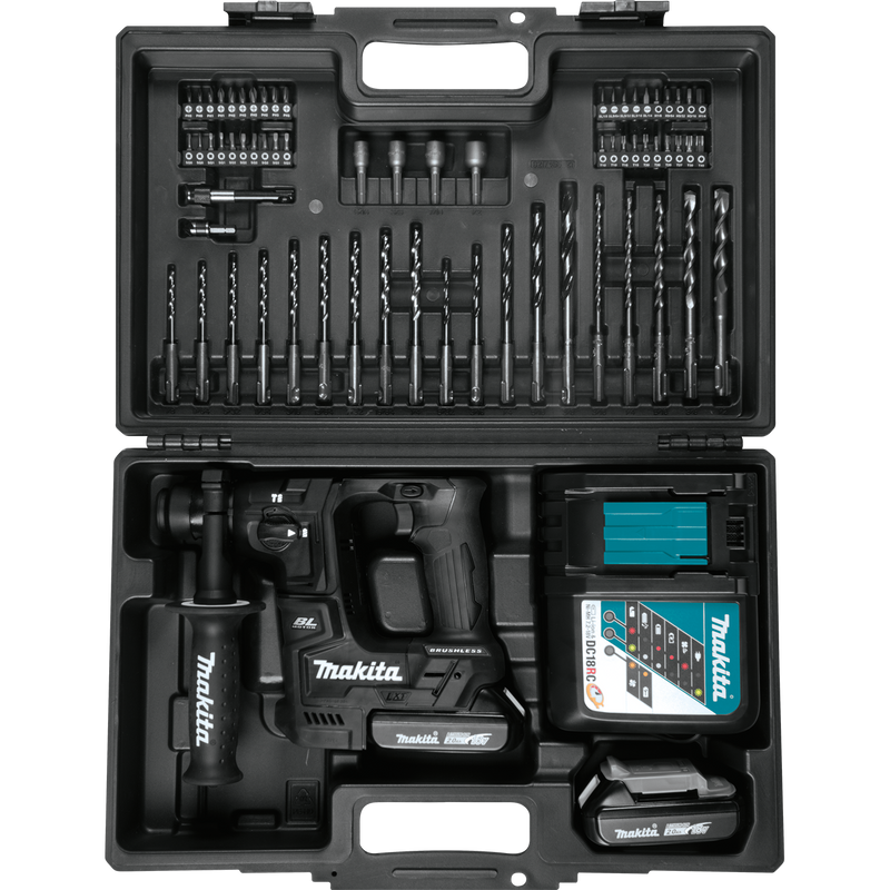 Makita XRH06RBX-R 18V LXT® Li‑Ion Sub‑Compact Brushless Cordless 11/16" SDS+ Rotary Hammer Ki with, 65 Pc. Accessory Set (2.0 Ah) (Reconditioned) - ToolSteal.com