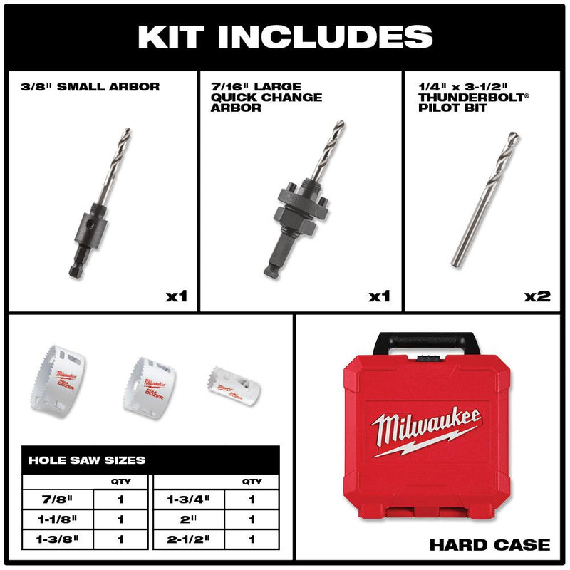 Milwaukee 49-22-4095 Electricians Ice Hardened Hole Saw Kit, 10 Pc. (New) - ToolSteal.com