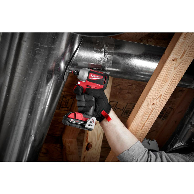 Milwaukee 2850-21P M18 Lithium-Ion Compact Brushless 1/4 in. Cordless Hex Impact Driver Kit (2 Ah), (New) - ToolSteal.com