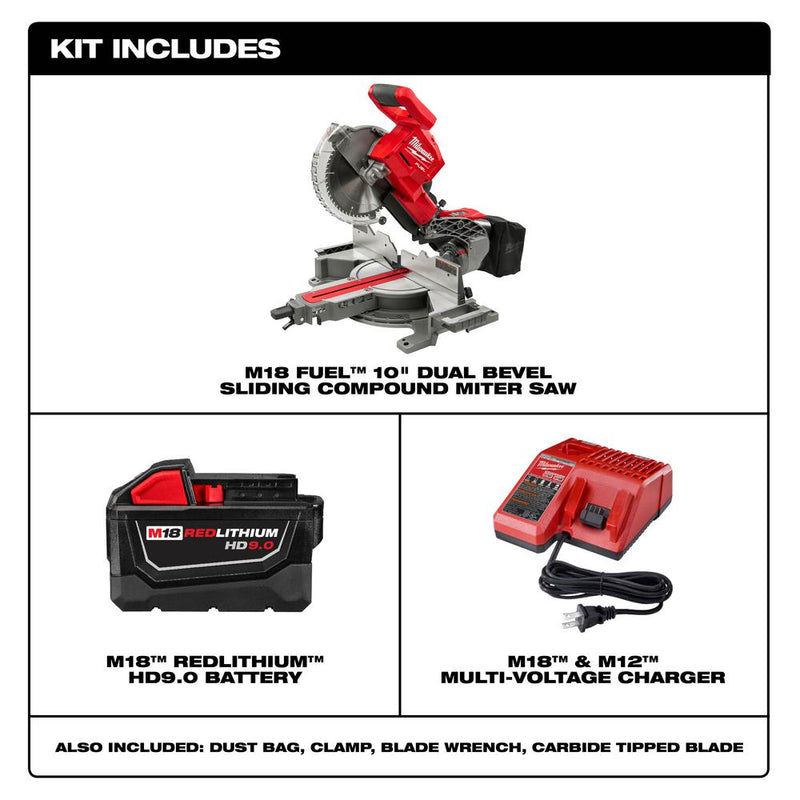 Milwaukee 2734-21HD M18 FUEL™ 10" Dual Bevel Sliding Compound Miter Saw Kit, (New) - ToolSteal.com