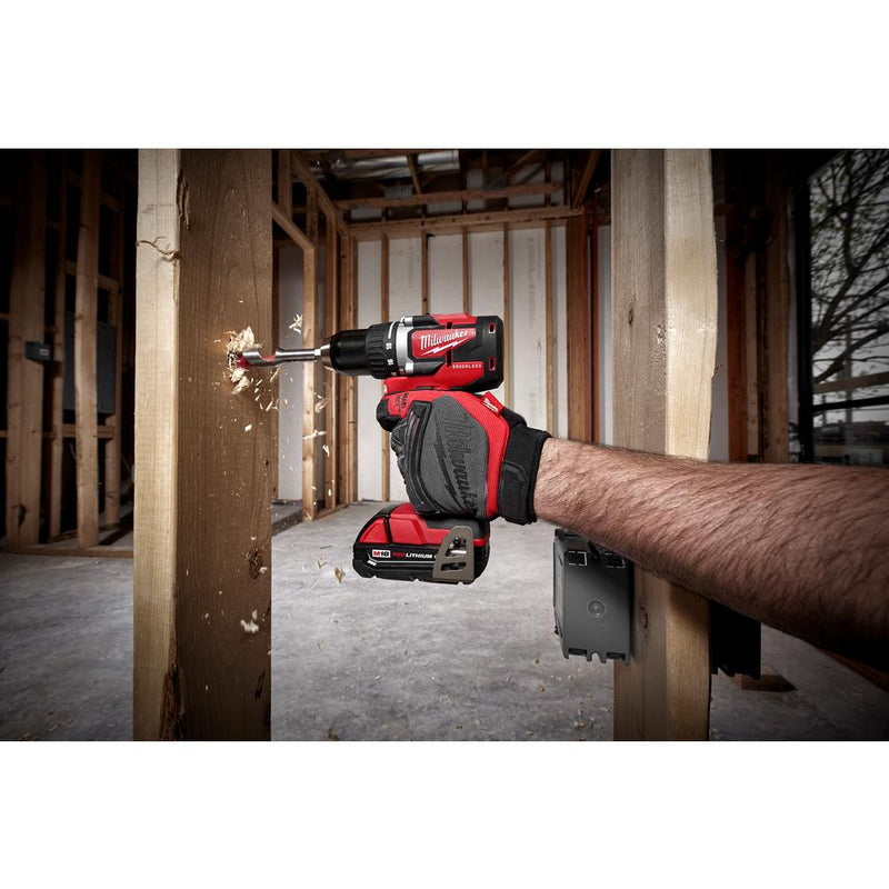 Milwaukee 2801-21P M18 18-Volt Lithium-Ion Brushless Cordless 1/2 in. Compact Drill/Driver with (1) 2.0 Ah Battery, Charger and Tool Bag, (New) - ToolSteal.com