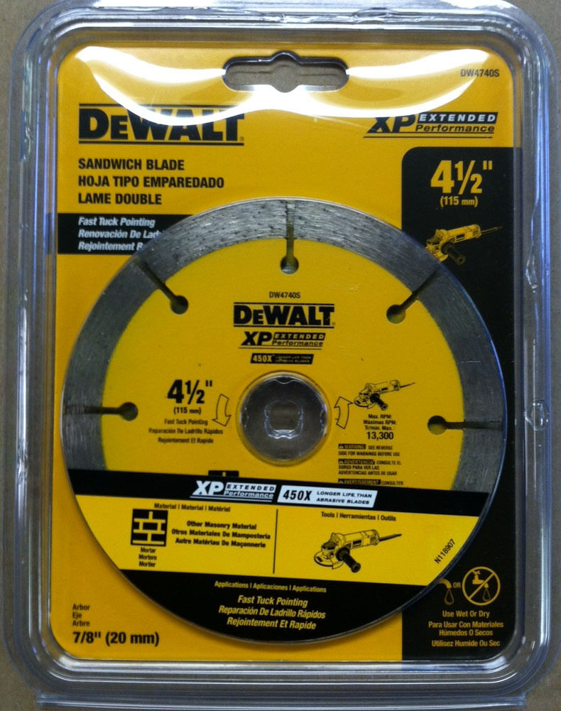 DeWalt DW4740S 4 1/2" x .250 Extended Performance Sandwich Tuck Point Blade, (New) - ToolSteal.com