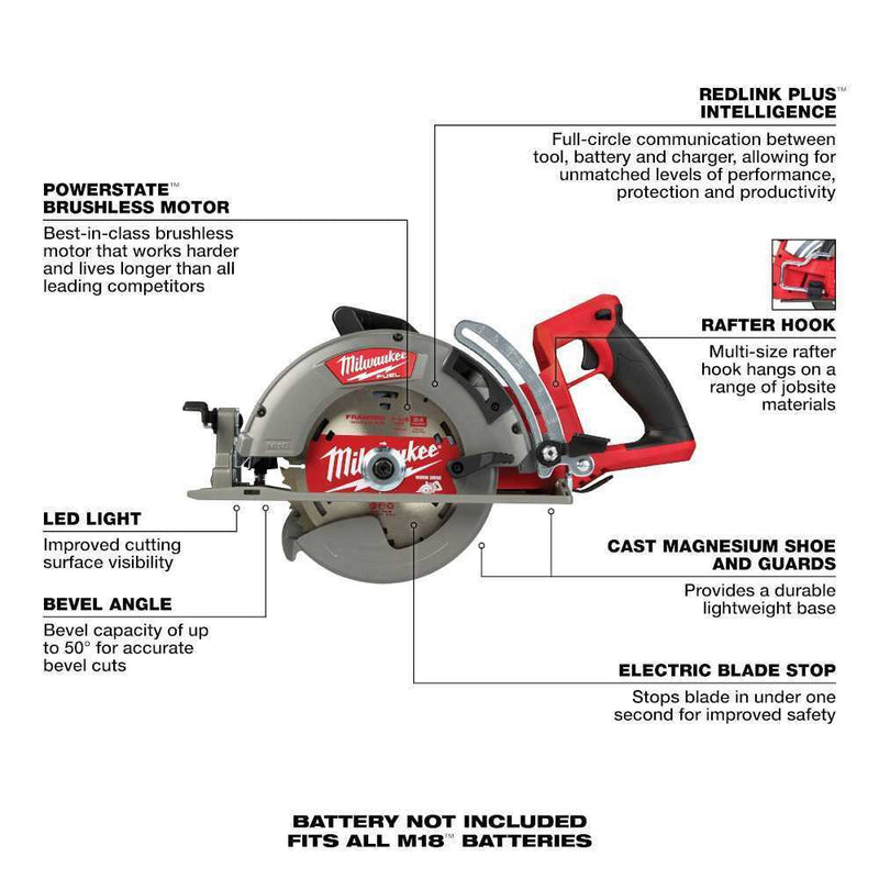 Milwaukee 2830-80 M18 FUEL Rear Handle 7-1/4 in. Circular Saw - Tool Only, Reconditioned