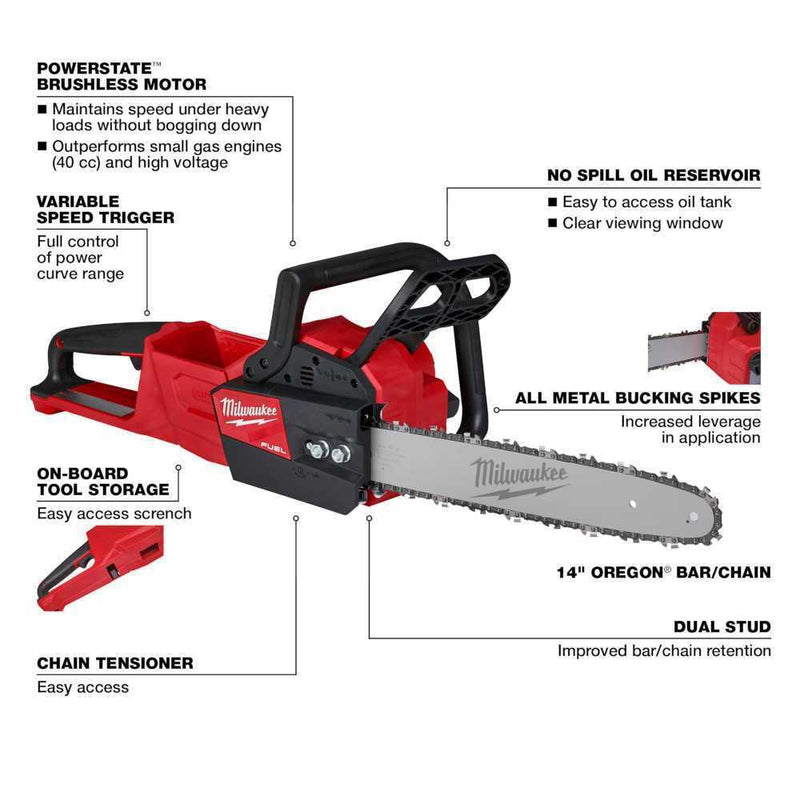 Milwaukee 2727-80 M18 FUEL 18V 16 in. Cordless Chainsaw - Bare Tool - Reconditioned