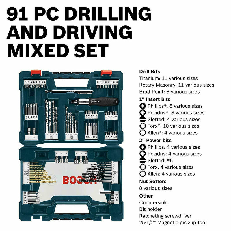 Bosch MS4091 91-Piece Drilling and Driving Mixed Bit Set, (New) - ToolSteal.com
