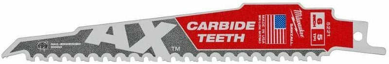 Milwaukee 48-00-5221 6 in. 5 TPI Carbide AX SAWZALL Blade New