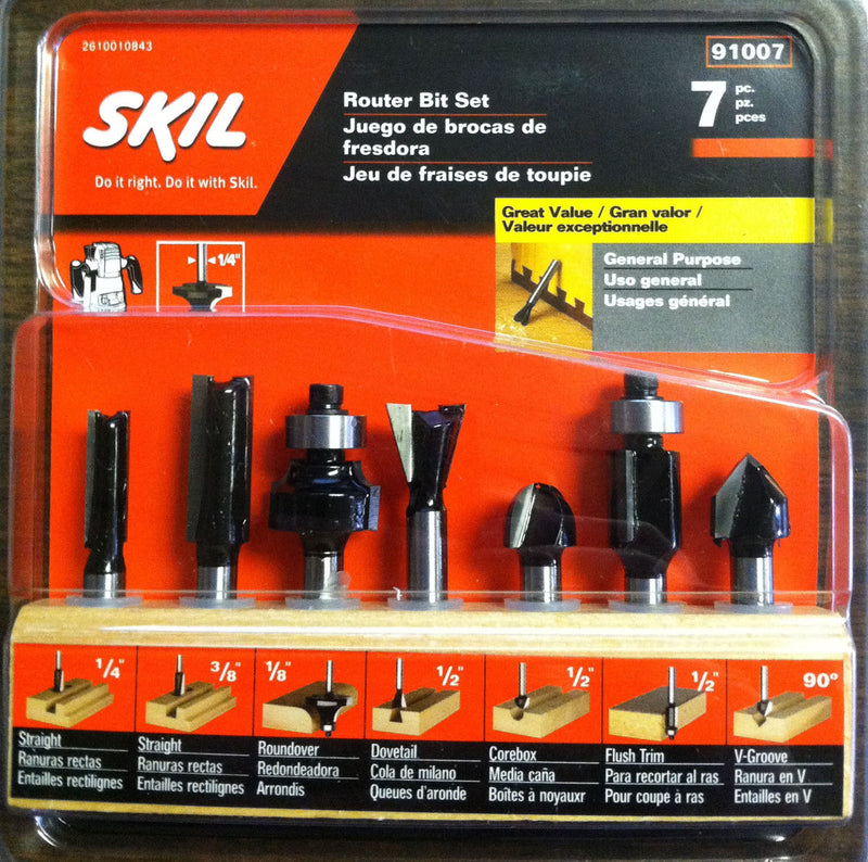 Skil 91007 7 Piece General Purpose Router Bit Set - 1/4" Shank, (New) - ToolSteal.com