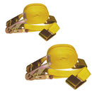 Indusco 90300046 2" x 27' Ratchet Tie Down w/Flat Hooks, 3335 lbs Capacity, 2-Pc New