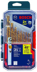Bosch TI21A 21-Piece Titanium-Coated Metal Drill Bit Set, (New) - ToolSteal.com