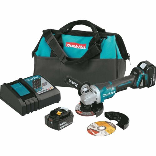 Makita XAG10M-R 18V LXT Li‑Ion Brushless Cordless 4‑1/2 in. Paddle Switch Cut‑Off/Angle Grinder Kit, with Electric Brake 4.0Ah, Reconditioned