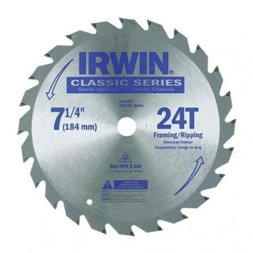 Irwin Industrial Tools 25130 7-1/4" x 24 T Classic Series Circular Saw Blade, 3 Pc. New