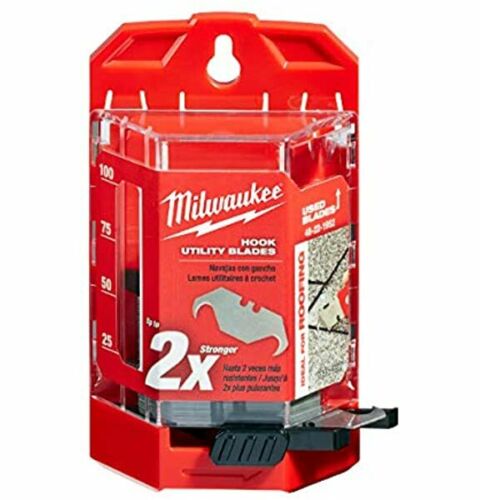 Milwaukee 48-22-1952 Durable Hook Utility Knife Blades w/ Dispenser, 50pc, New